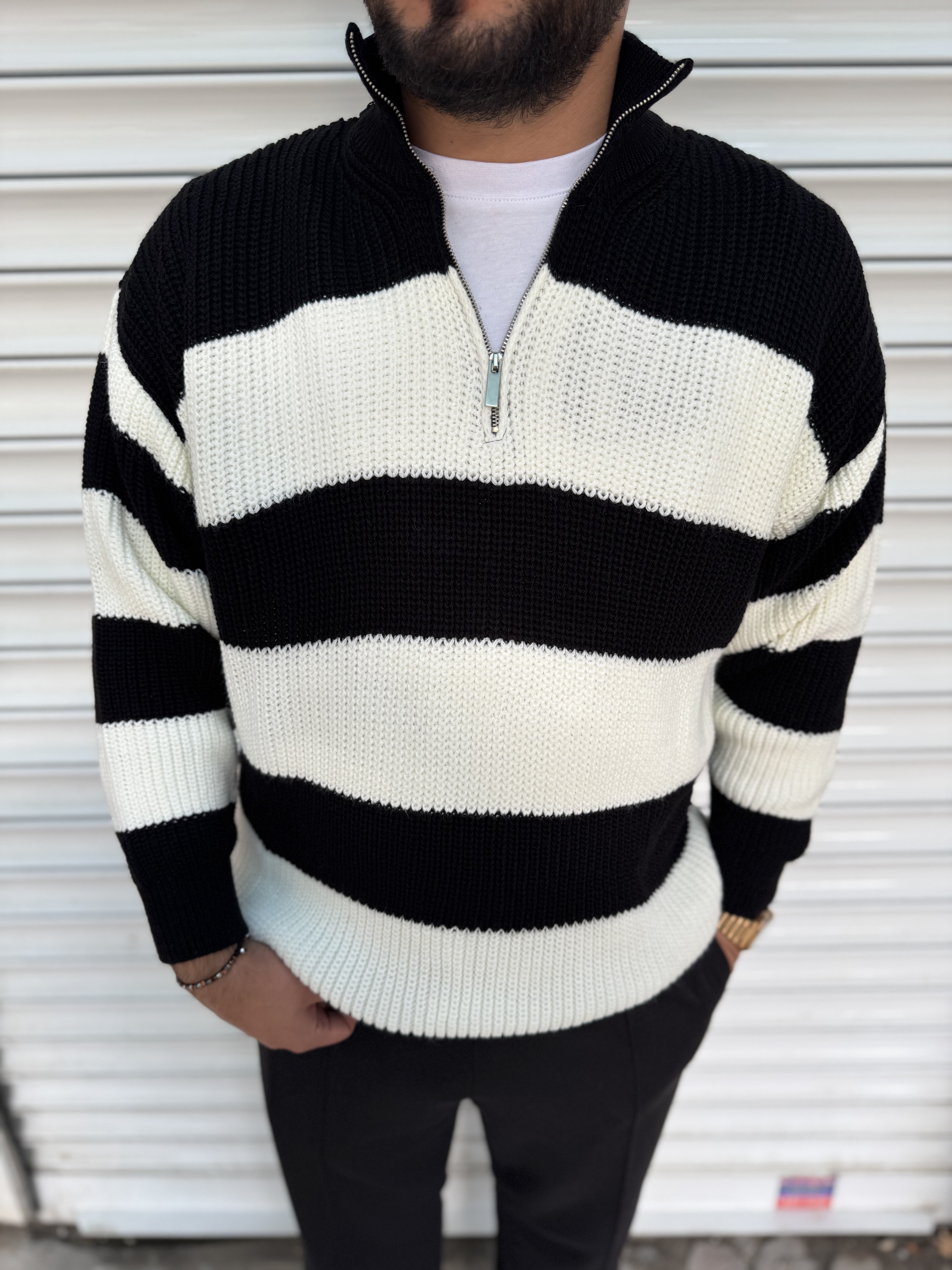 YAKA FERMUARLI TRİKO KAZAK - TRİKO KAZAK